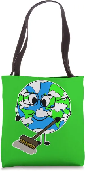 Planet Earth Sweeping Cleaning Environment Climate Change Tote Bag