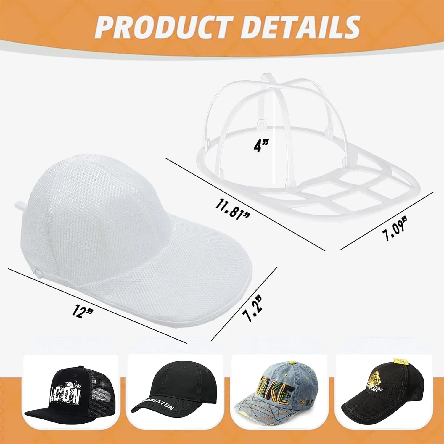 Plastic Cap Washer - Honeycomb Mesh Laundry Bag for Washing Hats, Baseball Caps, Clothing and Small Items