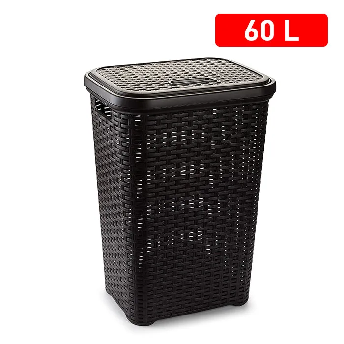 Plastic Forte Rattan Laundry Hamper, 60L - Available in different colors