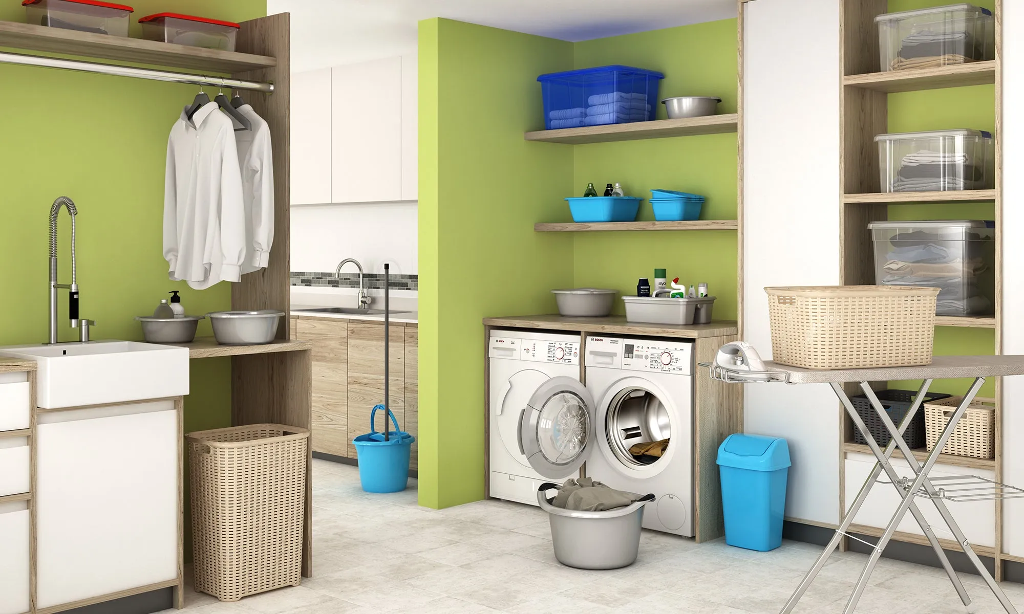 Plastic Forte Rattan Laundry Hamper, 60L - Available in different colors