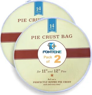 Plastic Pie Crust Dough Rolling Bag - Set of 2 (14") | Non-Stick Mess Free Pie Crust Dough Shaper | Ideal Dough Bag for Rolling Pie Crust, Cookie, Pastry, Pizza, and Pasta Dough