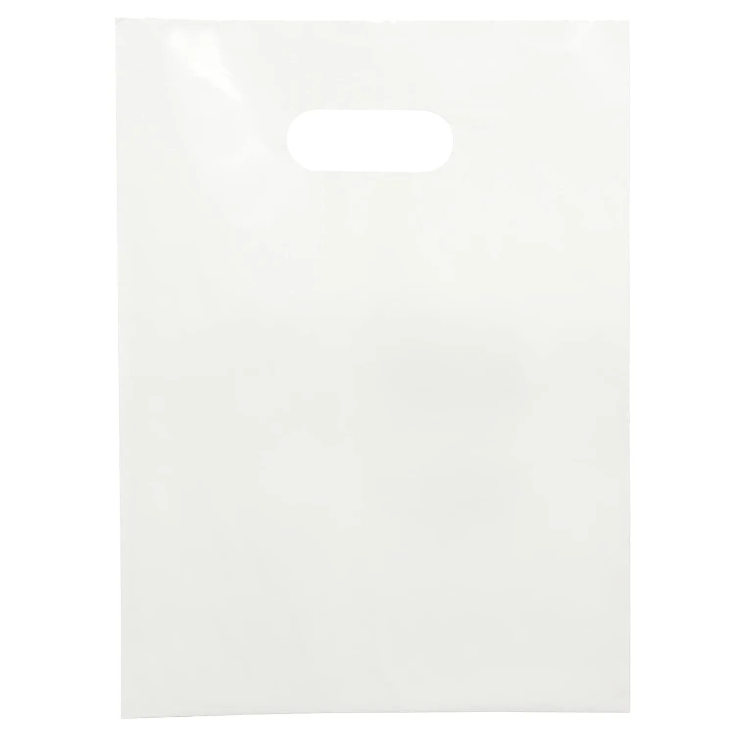 Plastic Shopping Bag with Die Cut Handle 12" x 15" White Plastic Merchandise Bags with Handle 100 Pack for Retail, Heavy Duty Bulk Bags
