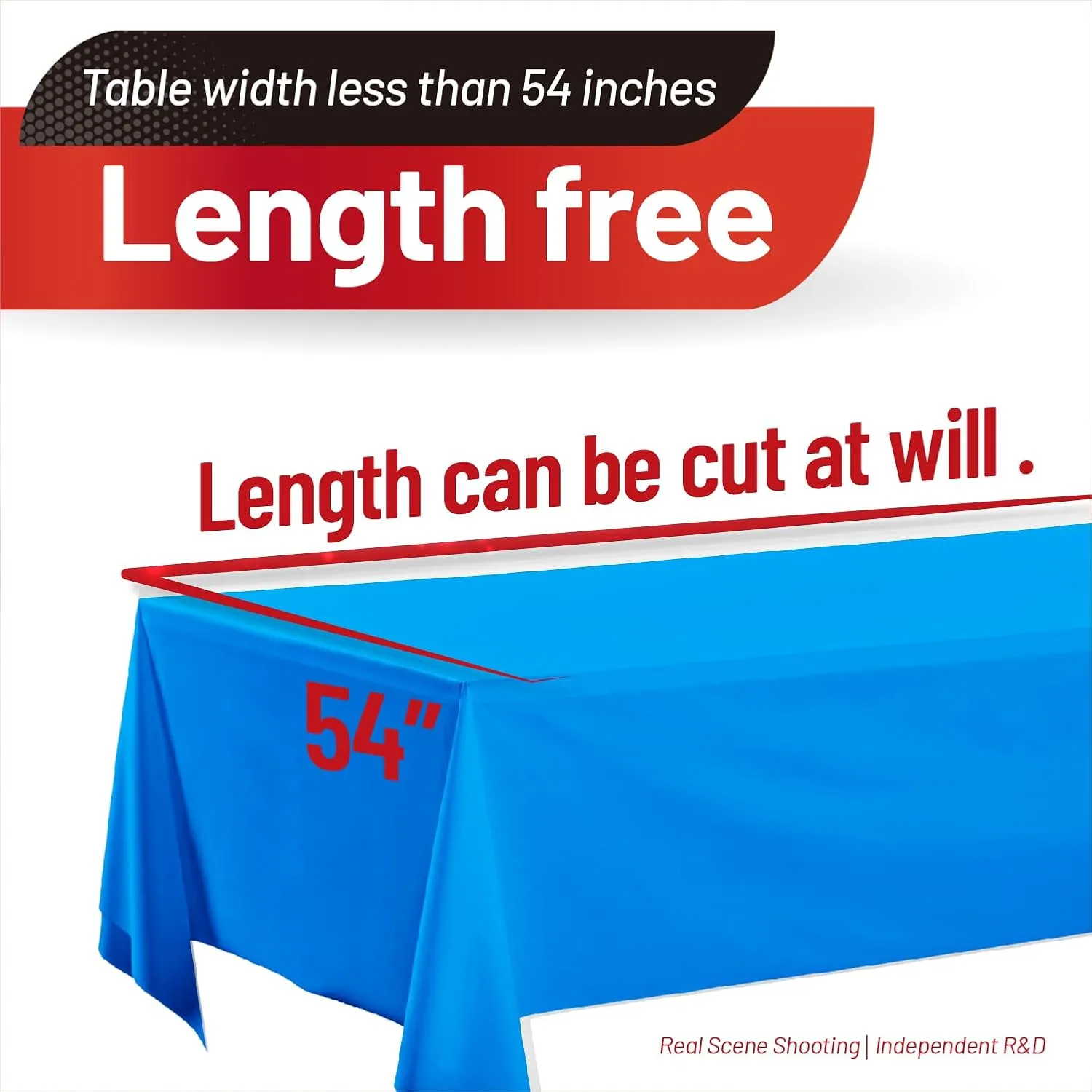 Plastic Table Cloth, 310 Ft X 54 in Disposable Tablecloth Blue Tablecloth Premium PEVA Plastic Table Cloth Disposable with Any Cut Sliding Cutters for Picnics, Parties, Birthdays, Festivals