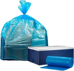 Plasticplace 12-16 Gallon Recycling Trash Bags │1.2 Mil │ Blue Garbage Bags │ 24” x 31” (250 Count)