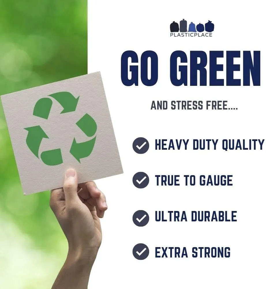 Plasticplace 12-16 Gallon Recycling Trash Bags │1.2 Mil │ Blue Garbage Bags │ 24” x 31” (250 Count)