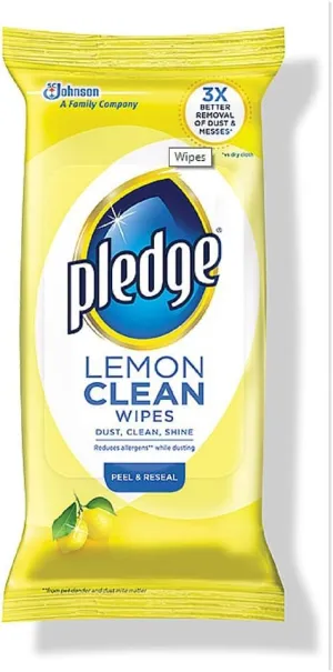 Pledge Lemon Wipes, 24 Count (Pack of 12)