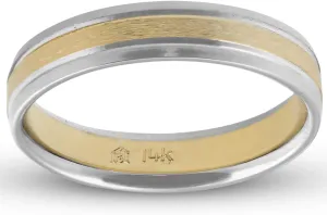 Pompeii 4MM 14k White & Yellow gold Two Tone Satin Womens Wedding Band
