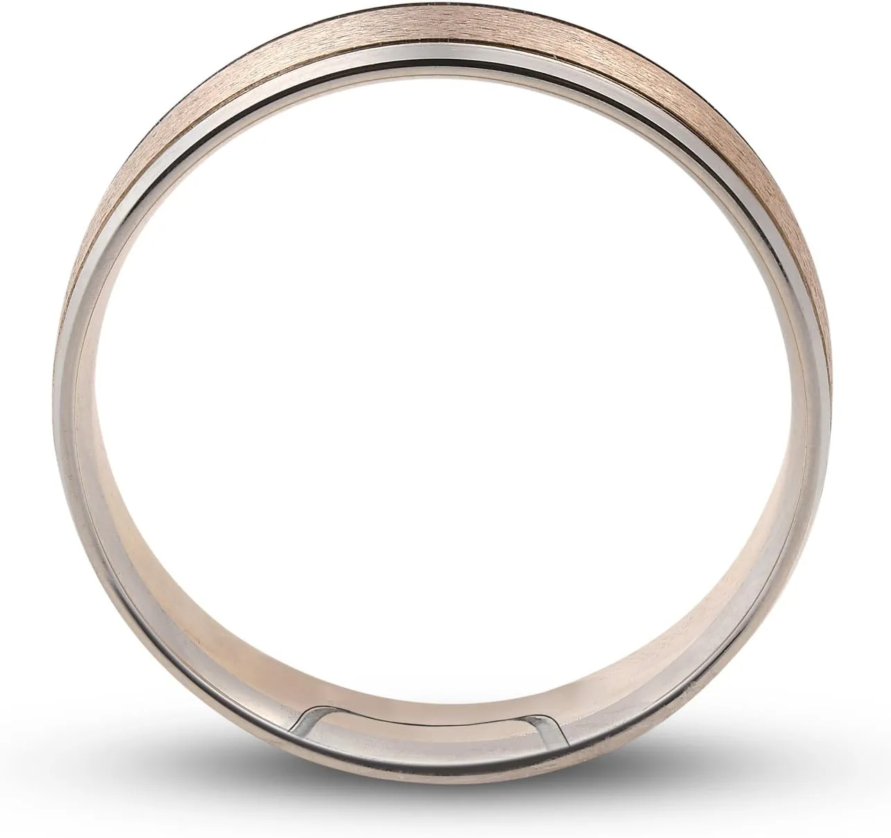 Pompeii Mens 14k White & Yellow Gold Two Tone Ring Satin Wedding Band 6mm Wide