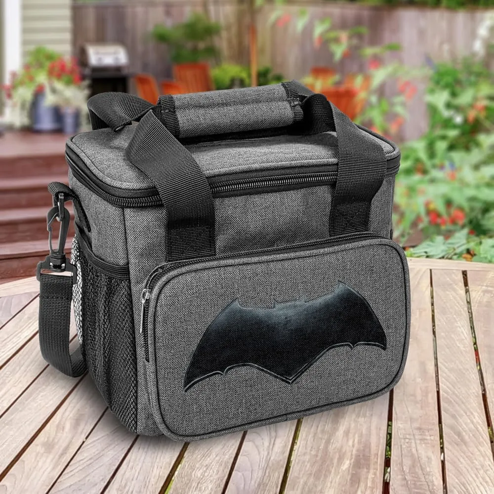 Popfunk Justice League Movie Batman Logo Soft Insulated Cooler Bag, Large Lunch Bag, Lightweight, Thermal and Reusable for Office, Picnic, Beach
