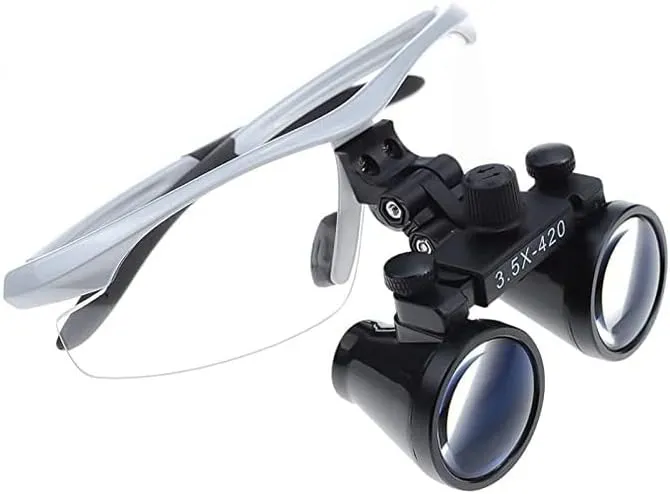 Portable 3.5X420mm Plastic Clip-on Binocular Loupes Magnifiers Optical Glassesar Loupes (Silver)