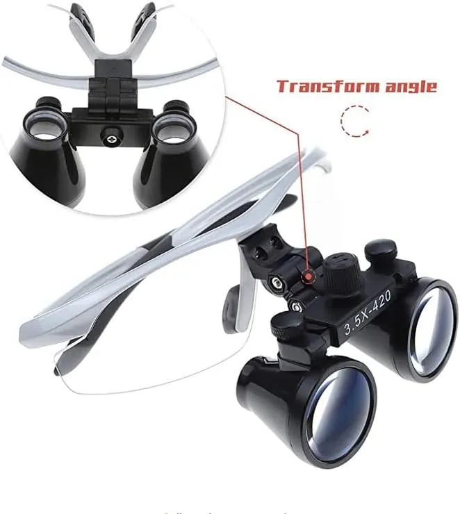 Portable 3.5X420mm Plastic Clip-on Binocular Loupes Magnifiers Optical Glassesar Loupes (Silver)