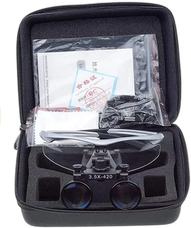 Portable 3.5X420mm Plastic Clip-on Binocular Loupes Magnifiers Optical Glassesar Loupes (Silver)