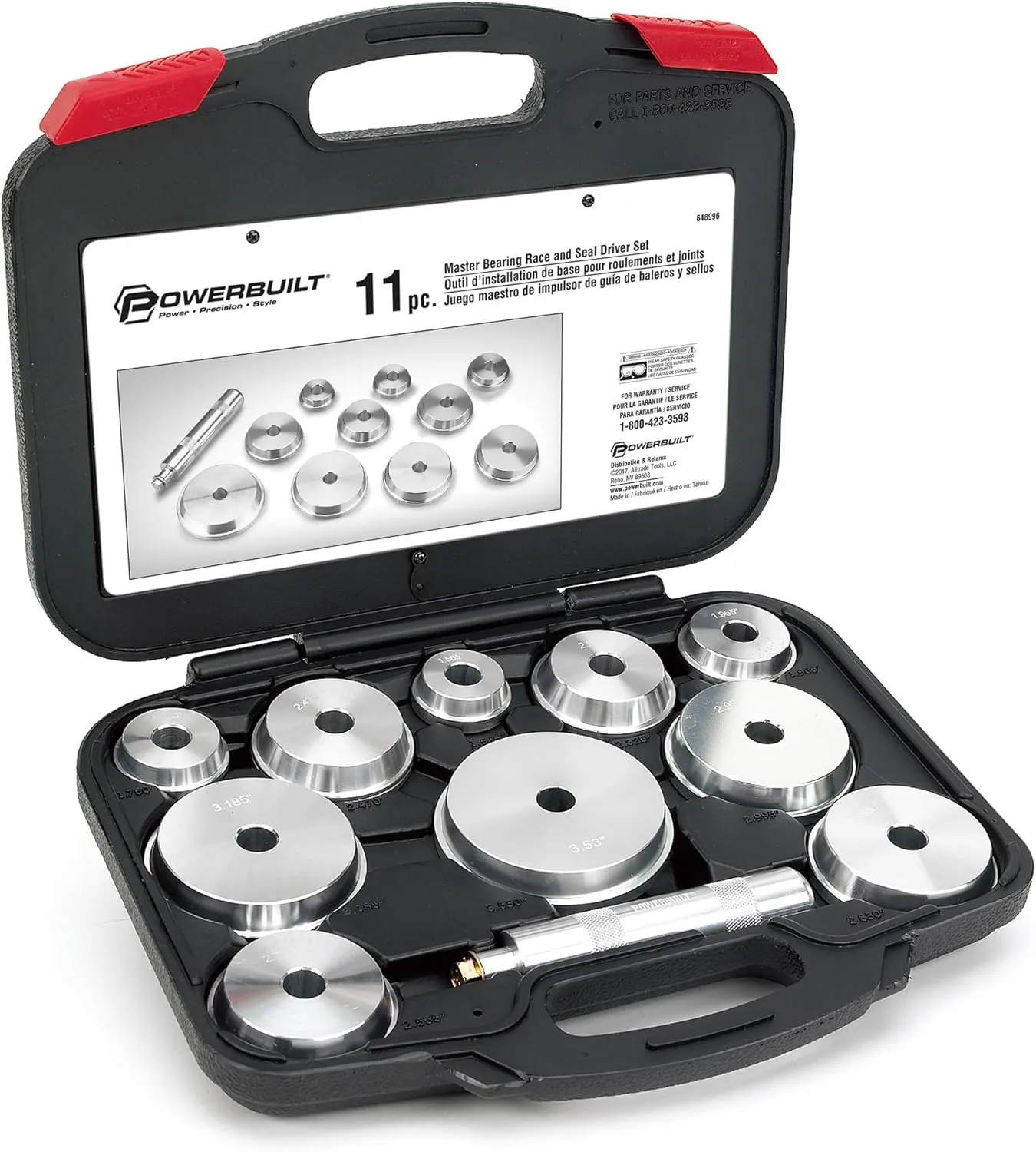Powerbuilt 11 Piece Master Bearing Race and Seal Driver Tool Set, Bearing Press Kit, Seal Installer Bearing Driver Kit for Bearing Installation, Storage Case - 648996