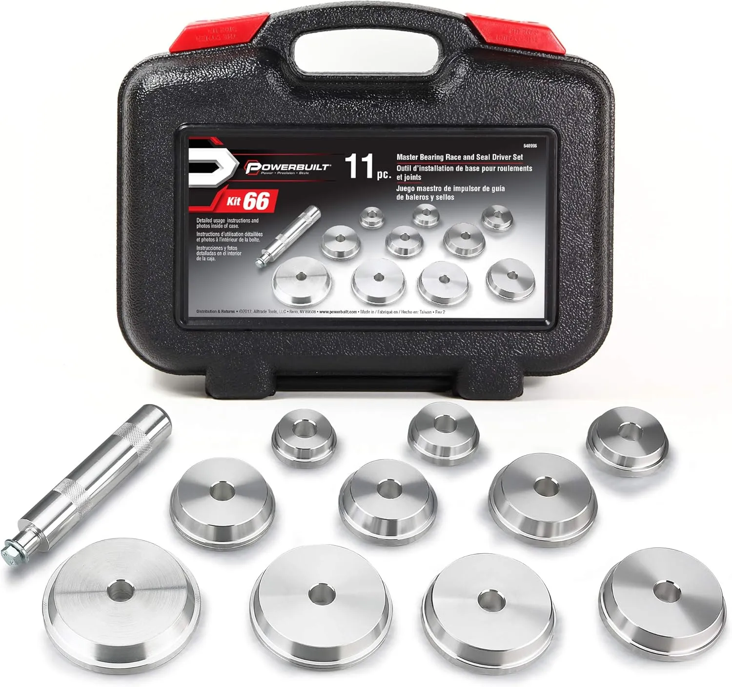 Powerbuilt 11 Piece Master Bearing Race and Seal Driver Tool Set, Bearing Press Kit, Seal Installer Bearing Driver Kit for Bearing Installation, Storage Case - 648996