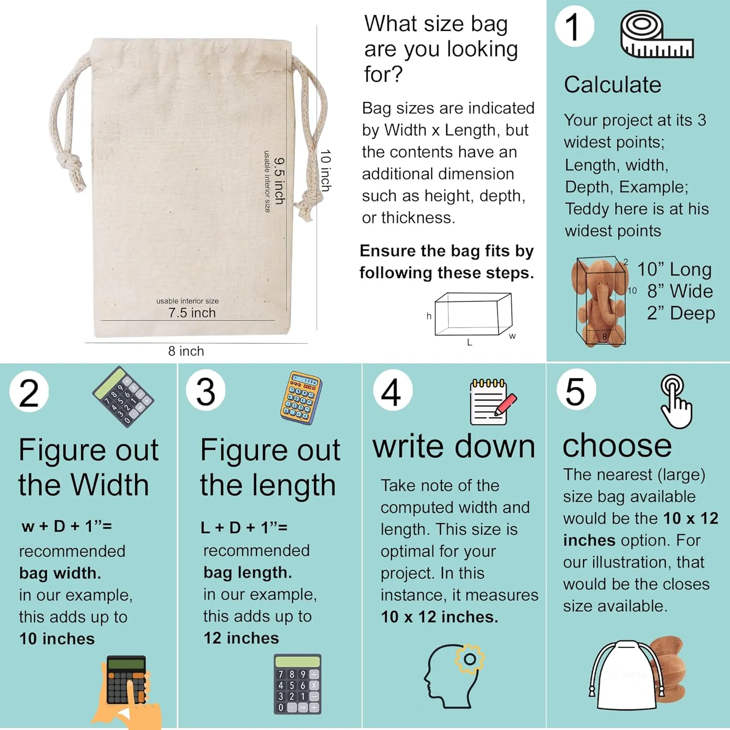 Premium Cotton Canvas Muslin Bag. Double Drawstring. Reusable Natural Eco Friendly Muslin Storage Bags. Pack of 25 (6 x 8 Inches)