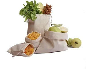 Premium Cotton Canvas Muslin Bag. Double Drawstring. Reusable Natural Eco Friendly Muslin Storage Bags. Pack of 25 (6 x 8 Inches)
