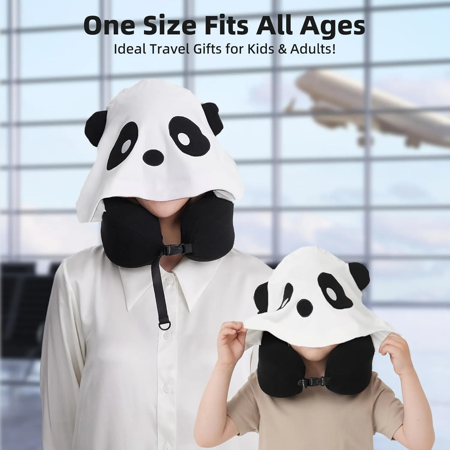 Privacy-Friendly Hooded Travel Pillow for Kids & Adults, Sensory-Friendly, Memory Foam Neck Support for Airplane, Car & Train, Breathable Fabric, Portable, Ultimate Comfort