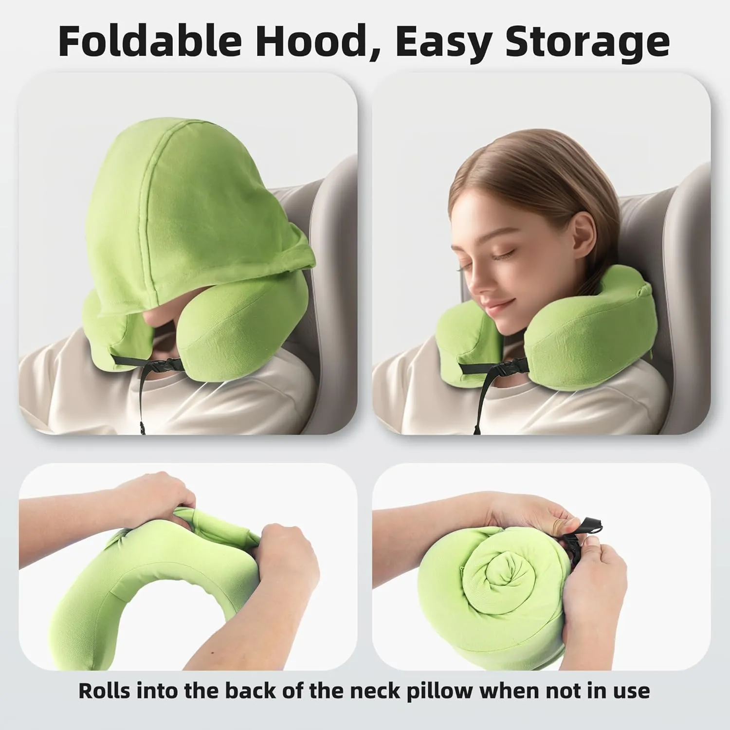 Privacy-Friendly Hooded Travel Pillow for Kids & Adults, Sensory-Friendly, Memory Foam Neck Support for Airplane, Car & Train, Breathable Fabric, Portable, Ultimate Comfort