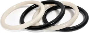 Pure Hands Resin Bangle Bracelet Set for Women – Eclipse Harmony Collection Studio | Handmade Slim Round Bangles in Black and White | Satin Smooth Finish