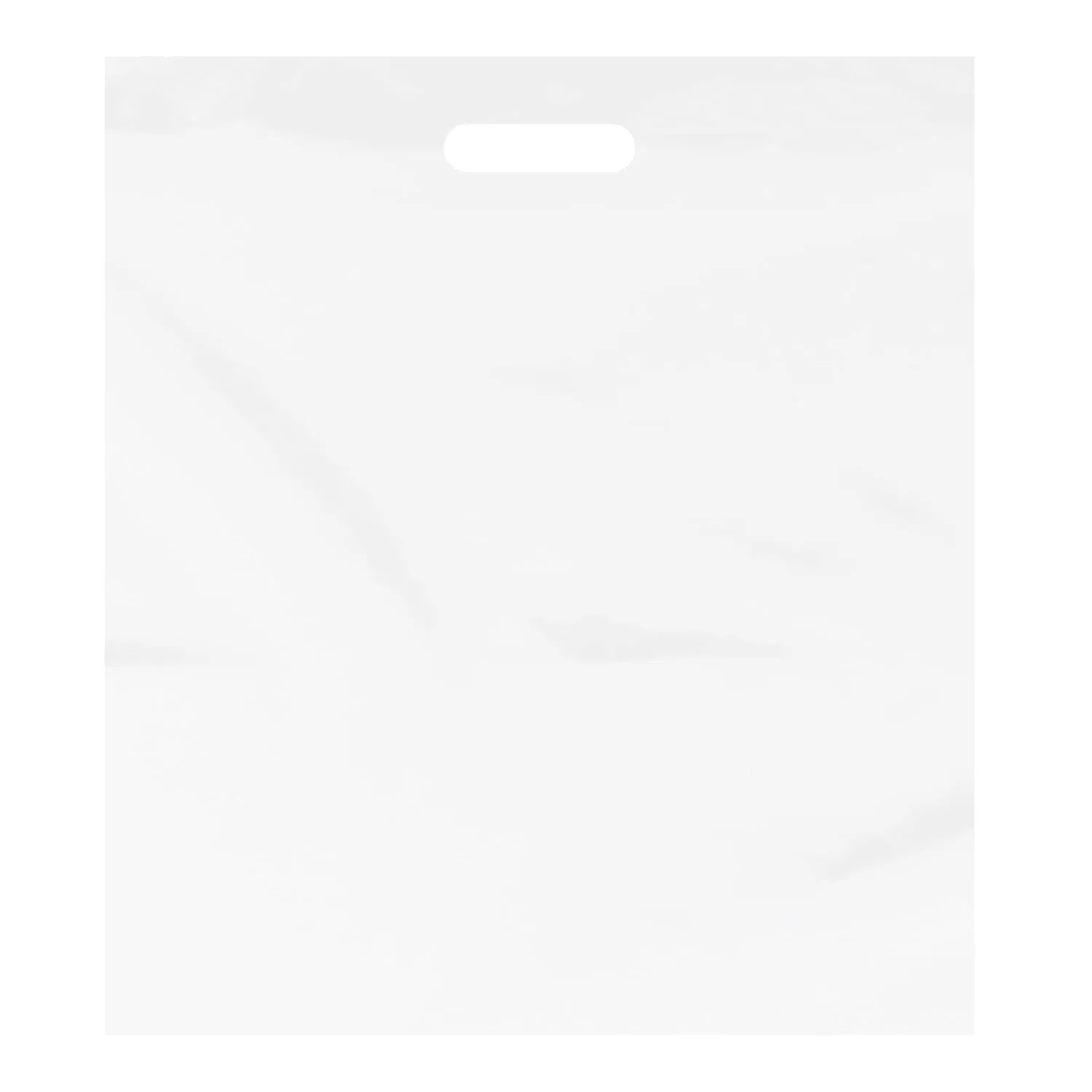 Purple Q Crafts Plastic Bag with Die Cut Handle Bag 15"x18" White Plastic Merchandise Bags 100 Pack for Retail, Gifts, Trade Show and More