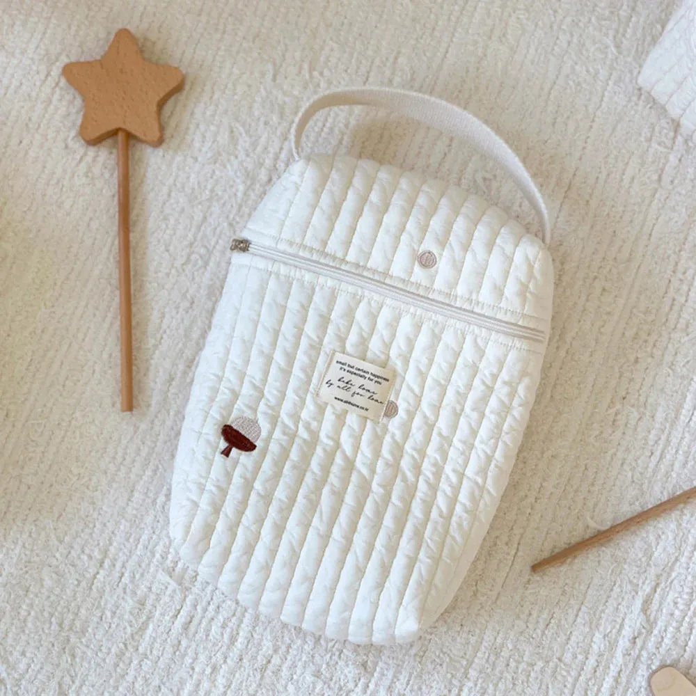 Quilted Baby Diaper Bag Caddy Organizer Nappy Storage for Newborn Baby Items Reusable Embroidery Mommy Maternity Bag Handbags