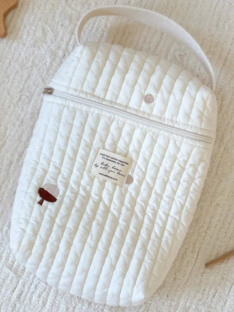 Quilted Baby Diaper Bag Caddy Organizer Nappy Storage for Newborn Baby Items Reusable Embroidery Mommy Maternity Bag Handbags