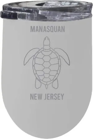 R and R Imports Manasquan New Jersey 12 oz White Laser Etched Insulated Wine Stainless Steel
