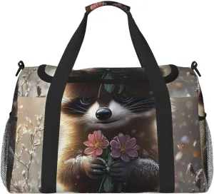 Raccoon Travel Duffel Bag Tote Bag Sports Gym Bag For Women And Men
