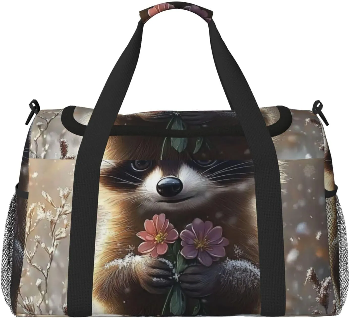 Raccoon Travel Duffel Bag Tote Bag Sports Gym Bag For Women And Men
