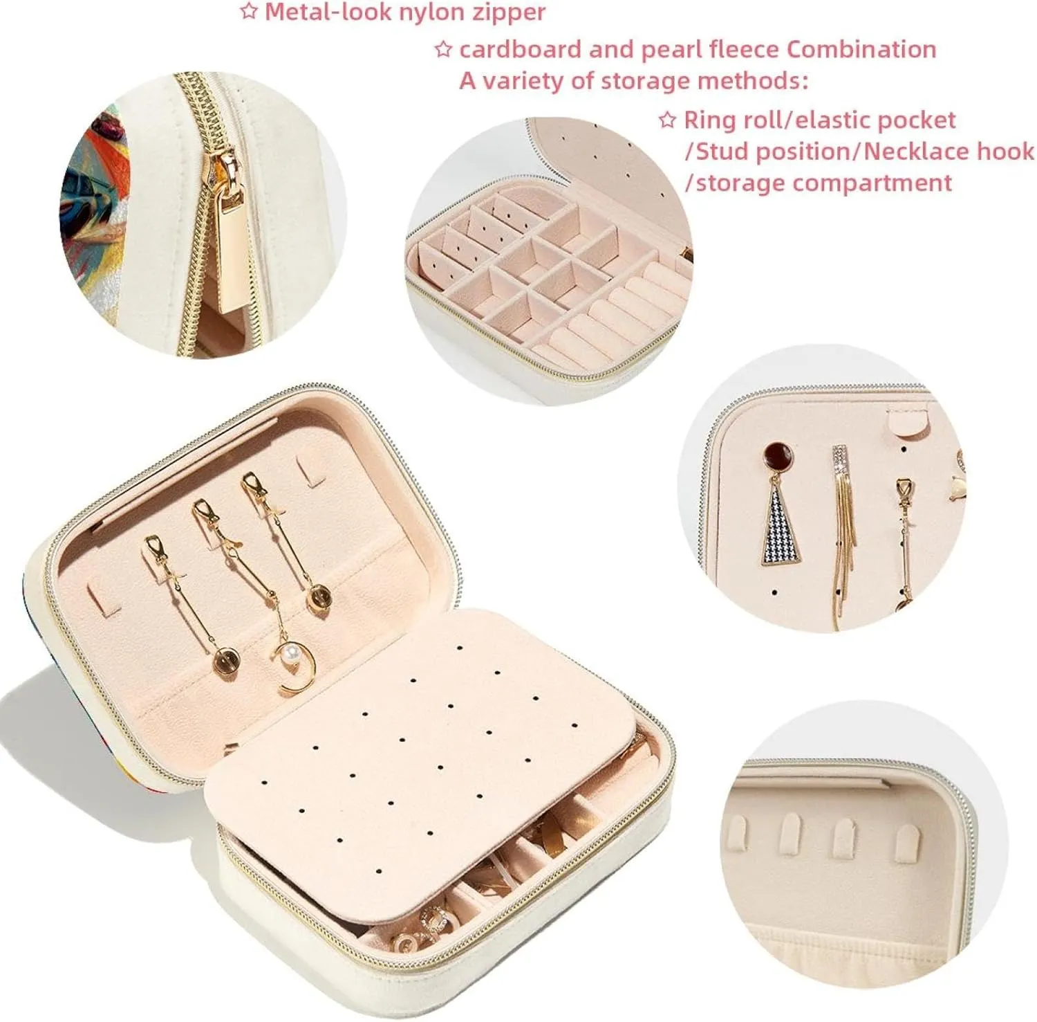 Race Cars with Colorful Racing Track Pattern Travel Jewelry Box, Portable Travel Display Case Storage Holder Boxes for Stud Earrings, Rings, Necklaces, Bracelets