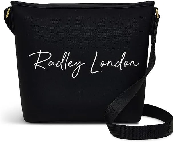 RADLEY London Addison Gardens Signature Responsible Women's Small Recycled Fabric Ziptop Crossbody Bag, Black