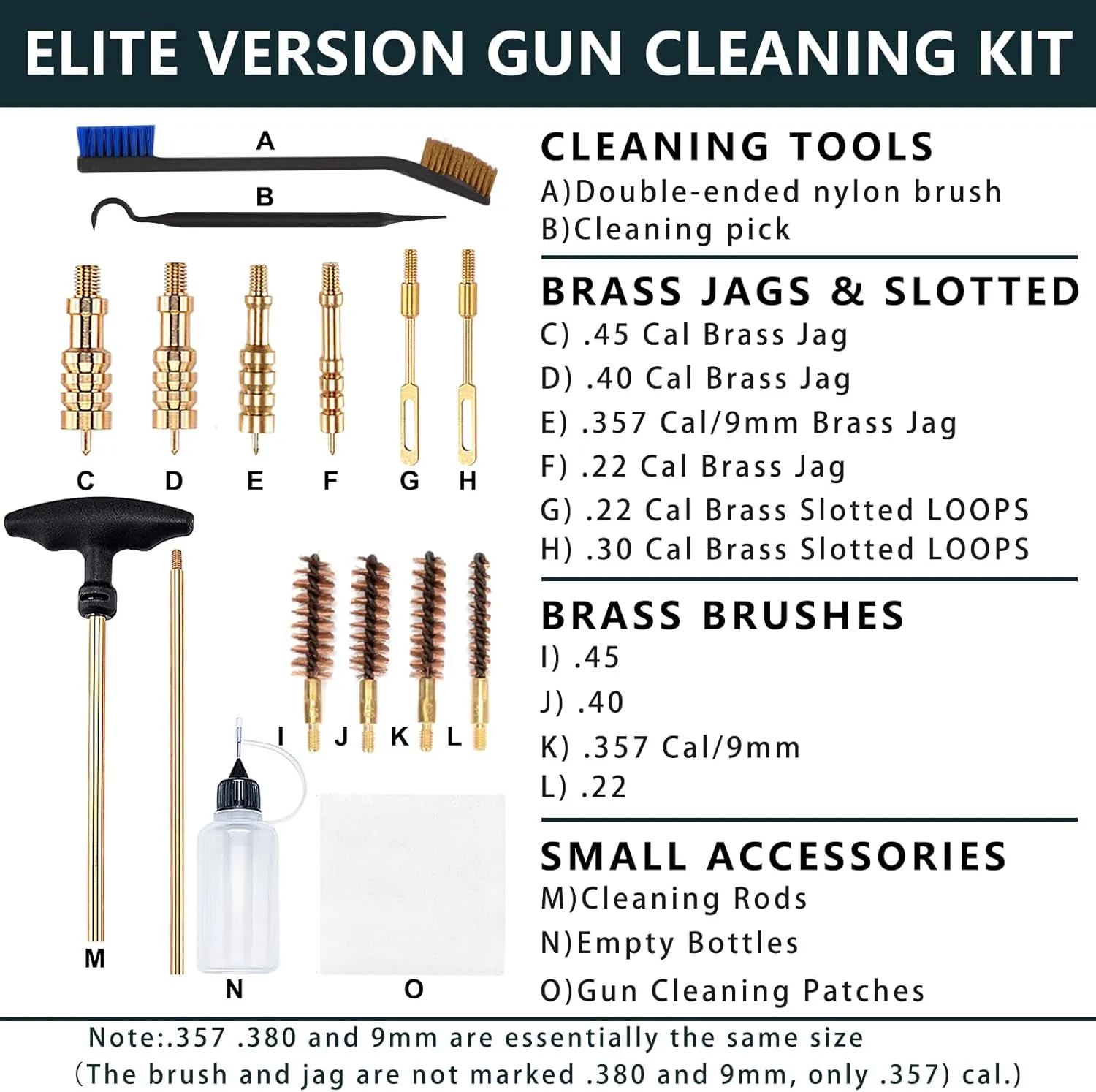 Raiseek Elite Version Pistol Cleaning Kit 9mm/.357.22.45.40 Caliber Gun Cleaning Kit and Handgun Cleaning Kit Portable Brass Brush with Case