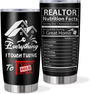 Realtor Gifts, Closing Gifts For Realtors, Gift For A Real Estate Agent Tumbler 20oz, Realtors Presents For Women Men, Funny Real Estate Presents For Realtors, Salesman Birthday Gift Ideas