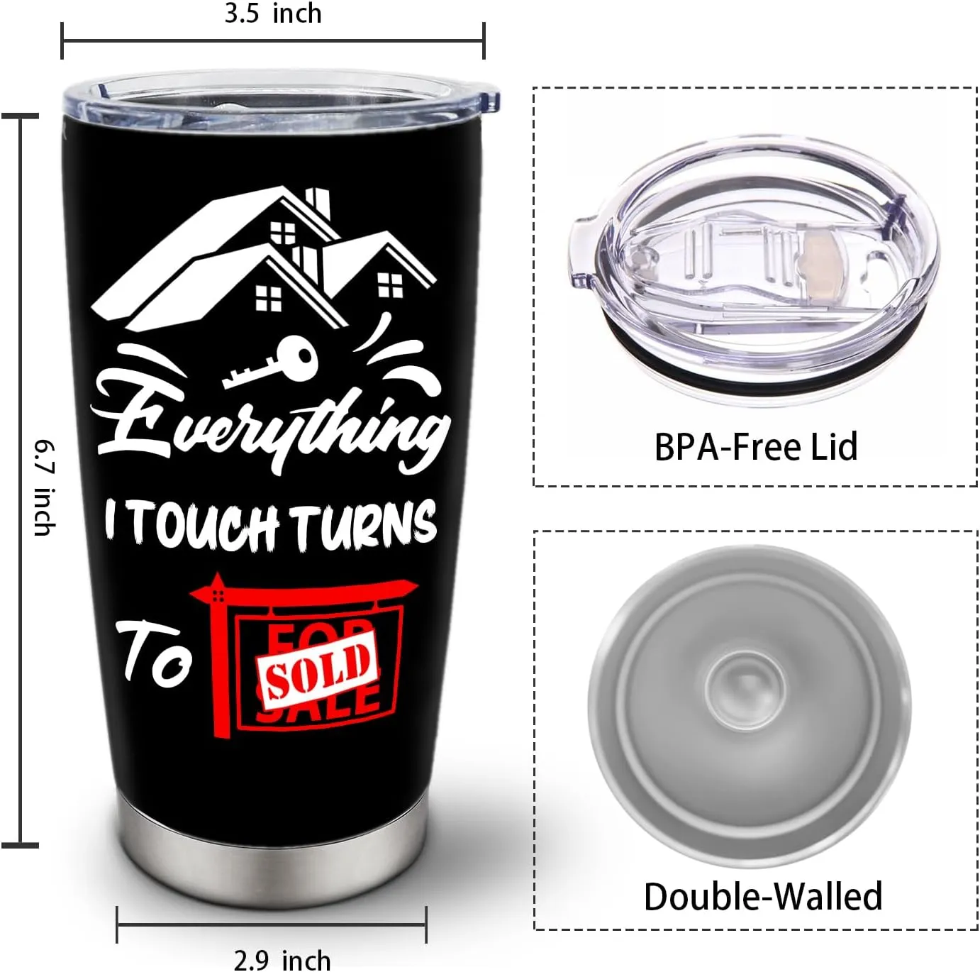 Realtor Gifts, Closing Gifts For Realtors, Gift For A Real Estate Agent Tumbler 20oz, Realtors Presents For Women Men, Funny Real Estate Presents For Realtors, Salesman Birthday Gift Ideas