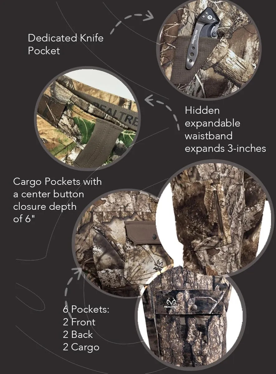 Realtree Men's All-Season Pants, Lightweight Camo Hunting Gear, Moisture-Wicking, Durable Fabric