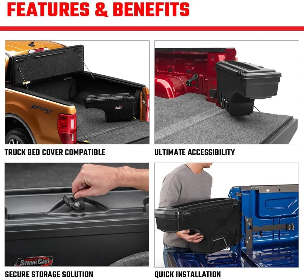 RealTruck UnderCover SwingCase Truck Bed Storage Box | SC104P | Fits 2019 - 2025 Chevy/GMC Silverado/Sierra 1500 Passenger Side (Will not fit with Carbon Pro Bed or MultiPro Tailgate)