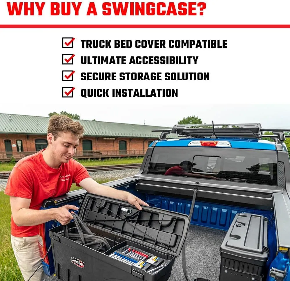 RealTruck UnderCover SwingCase Truck Bed Storage Box | SC104P | Fits 2019 - 2025 Chevy/GMC Silverado/Sierra 1500 Passenger Side (Will not fit with Carbon Pro Bed or MultiPro Tailgate)