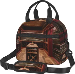 Red Wine Cellar Insulated Lunch Bag Box - Versatile Leakproof Cooler Tote, Comes with Adjustable Shoulder Strap