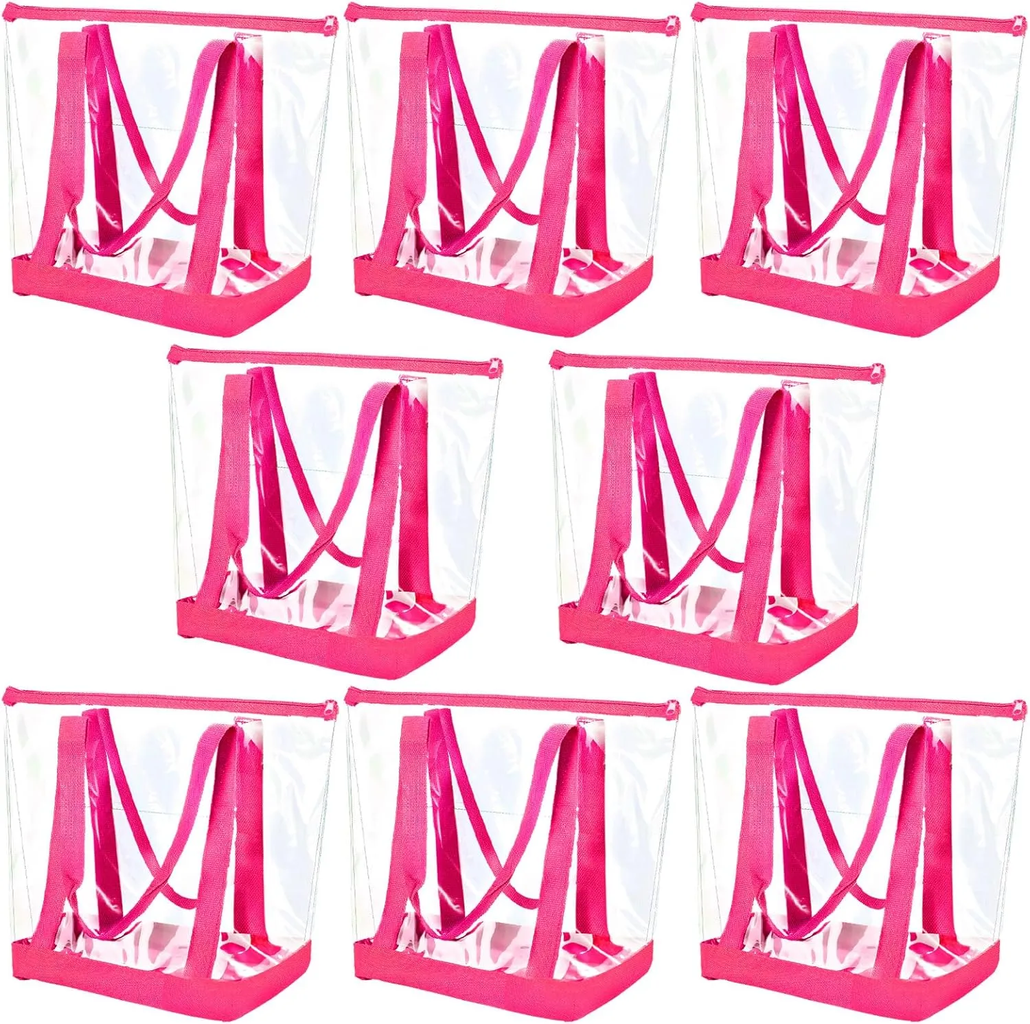 Reginary 8 Pieces Clear Tote Bags Shoulder Handbag Security Approved See Through Bag with Zipper Closure for Travel Work