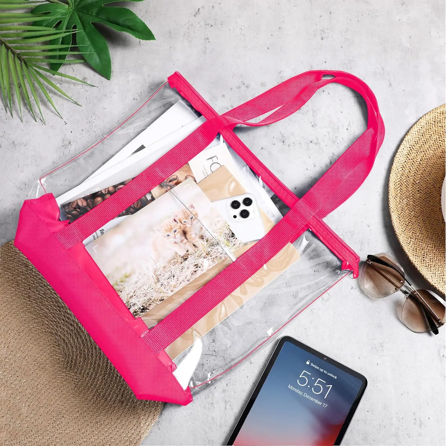 Reginary 8 Pieces Clear Tote Bags Shoulder Handbag Security Approved See Through Bag with Zipper Closure for Travel Work