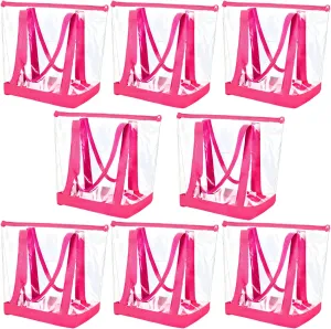 Reginary 8 Pieces Clear Tote Bags Shoulder Handbag Security Approved See Through Bag with Zipper Closure for Travel Work
