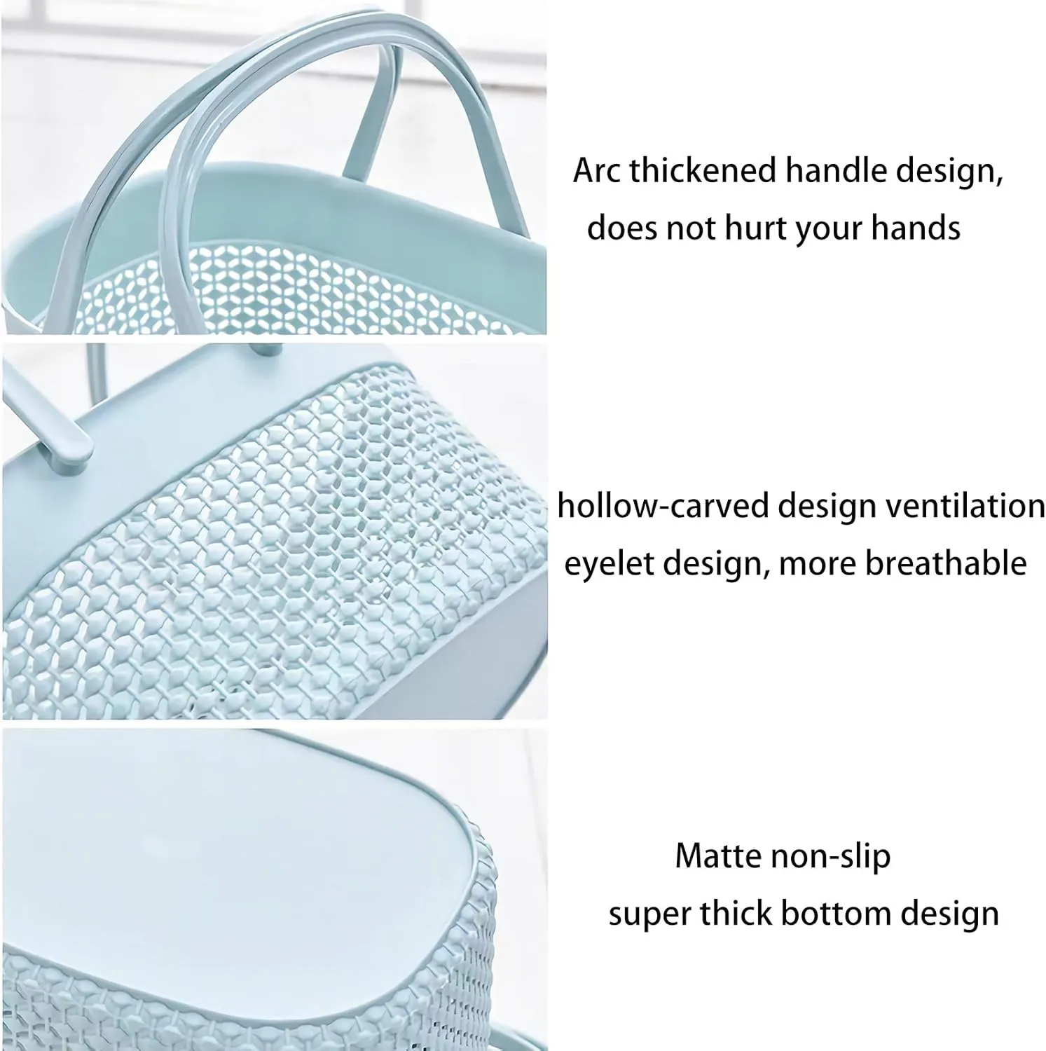 rejomiik 2 Pack Plastic Shower Caddy Basket, Portable Organizer Storage Tote with Handles Toiletry Bag Bin Box for Bathroom, College Dorm Room Essentials, Kitchen, Camp, Gym, Blue