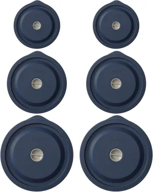 Replacement Lids for Pyrex 7200-PC 2 Cup and 7201-PC 4 Cup and 7402-PC 6/7 Cup, Silicone Round Storage Cover Lid for Anchor Hocking Glass Bowl 6 Pack Dark Blue