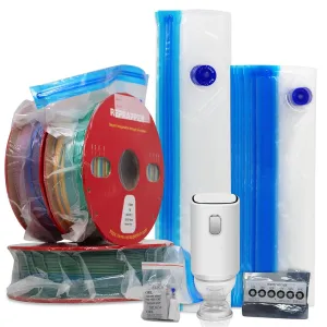 RepRapper Filament Storage Bag Vacuum, Drying Sealed 16 Cleaning Bags with Two Sizes for 3D Printer Filament with Automatic Pumps/Humidity Indicator Cards/Clips/Desiccants