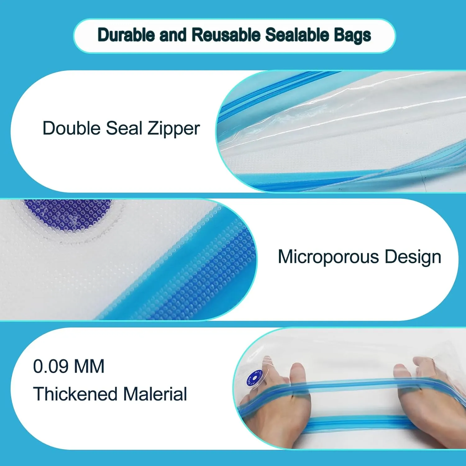 RepRapper Filament Storage Bag Vacuum, Drying Sealed 16 Cleaning Bags with Two Sizes for 3D Printer Filament with Automatic Pumps/Humidity Indicator Cards/Clips/Desiccants