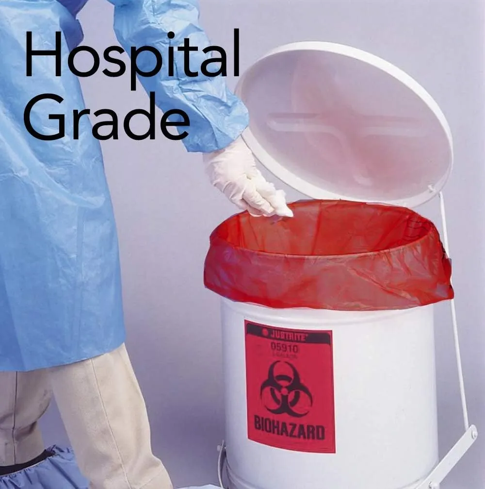 Resilia Medical - Biohazard Bags - Hazardous Waste Disposal, Meets DOT ASTM Standards for Hospital Use, OSHA Approved, Red, 25 Gallon, 30" W x 36" L, 1.35 Mil, 0.00135 Inch, 25 Bags