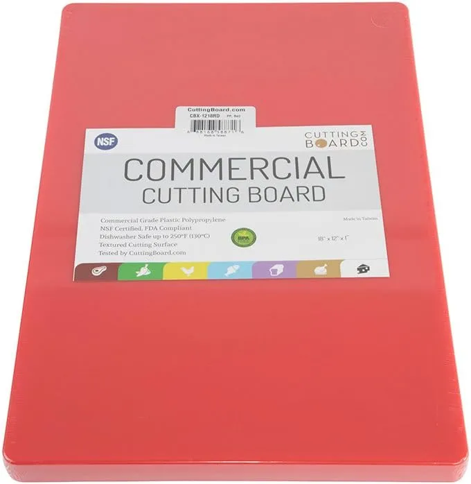 Restaurant Thick Red Plastic Cutting Board 18x12, 1 Inch Thick