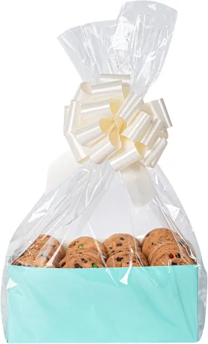 Restaurantware Bag Tek 12 x 4 x 20 Inch Gift Basket Bags 100 Bags For Part Favors - With Gusseted Sides Disposable Clear Plastic Basket Bags For Wedding Or Party Gifts