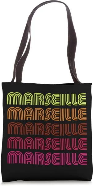 Retro Marseille France Inline Font Disco Design Vintage Tote Bag