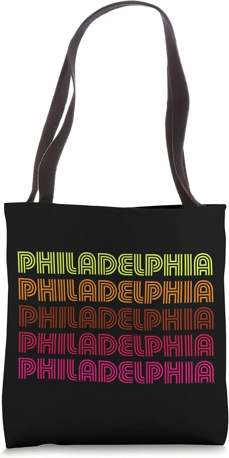 Retro Philadelphia Pennsylvania Inline Font Disco Vintage Tote Bag